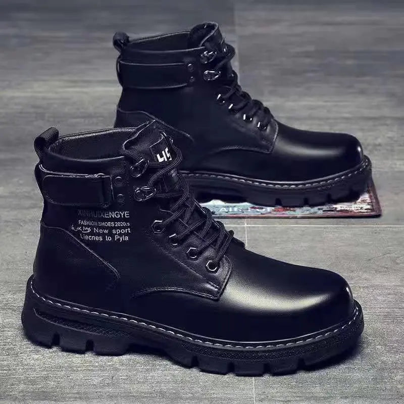 Leather Shoes High Top Fashion Winter Boots - # GIAA73410004