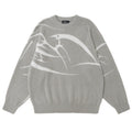 Loose Jacquard Round Neck Sweater | For Men - # BOAA13510049 & BOAA12510013