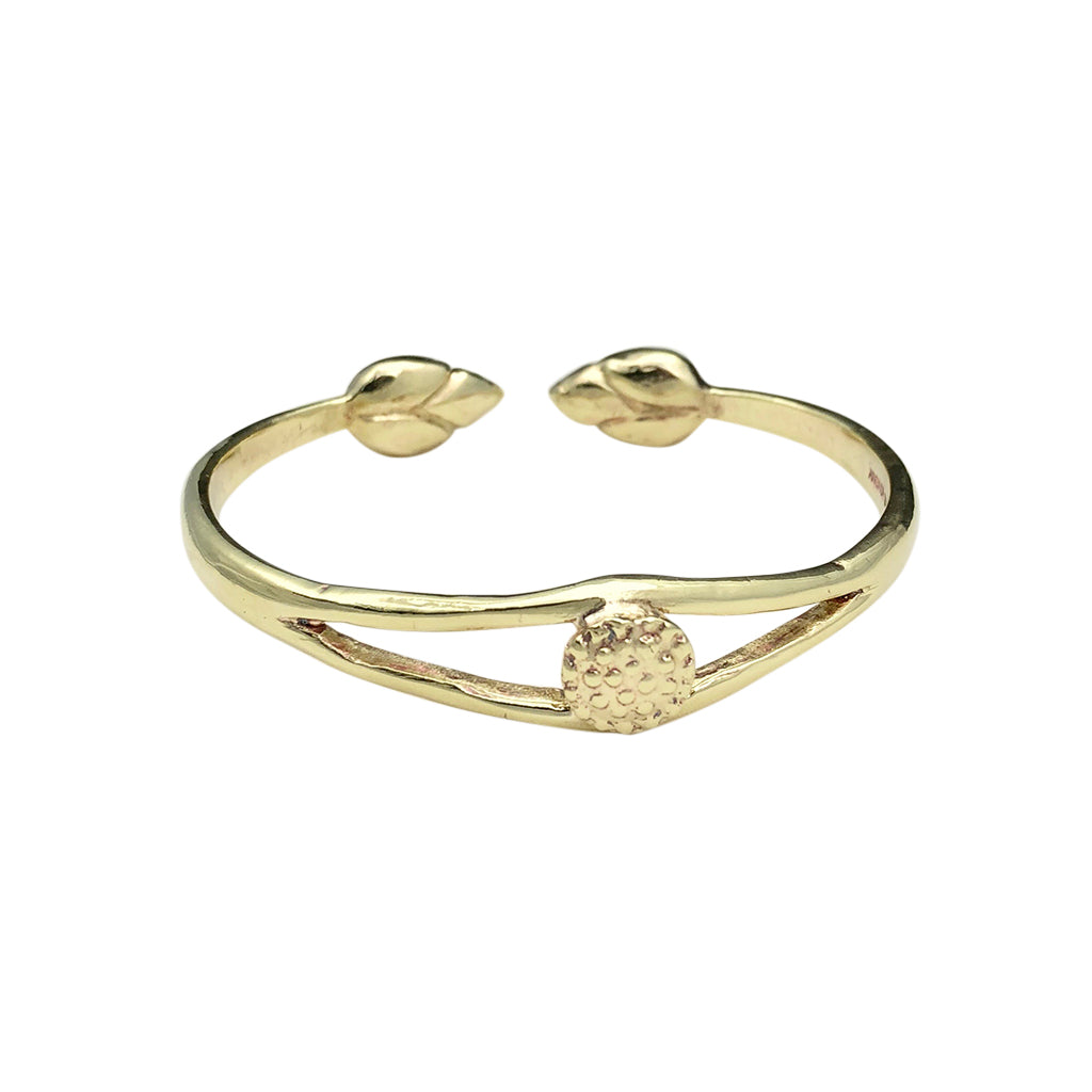 Lotus Cuff Handcast Polished Artisan Bracelet - Symbolic Rebirth From Cambodia