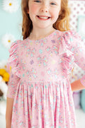 Robe virevoltante à volants et manches 3/4 Little Bow Peeps