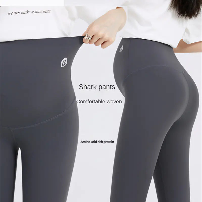 Maternity Velvet Shark Skin Belly Support Pants - # WOM21410011 - PRG