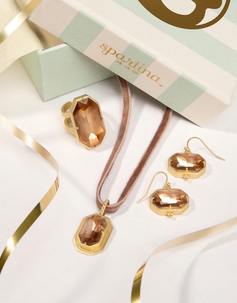 Mermaid Glass Velvet Necklace - 17" Champagne