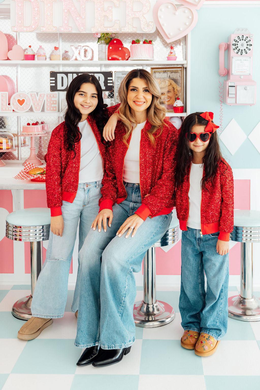 Veste à sequins rouges