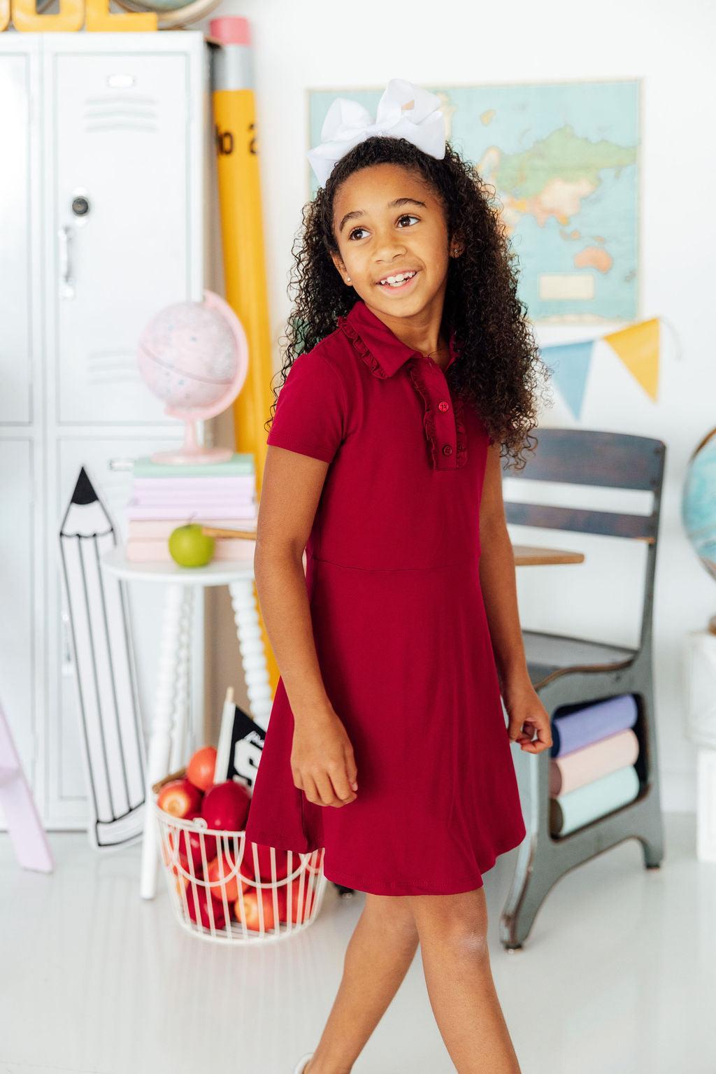 Robe polo manches courtes bordeaux