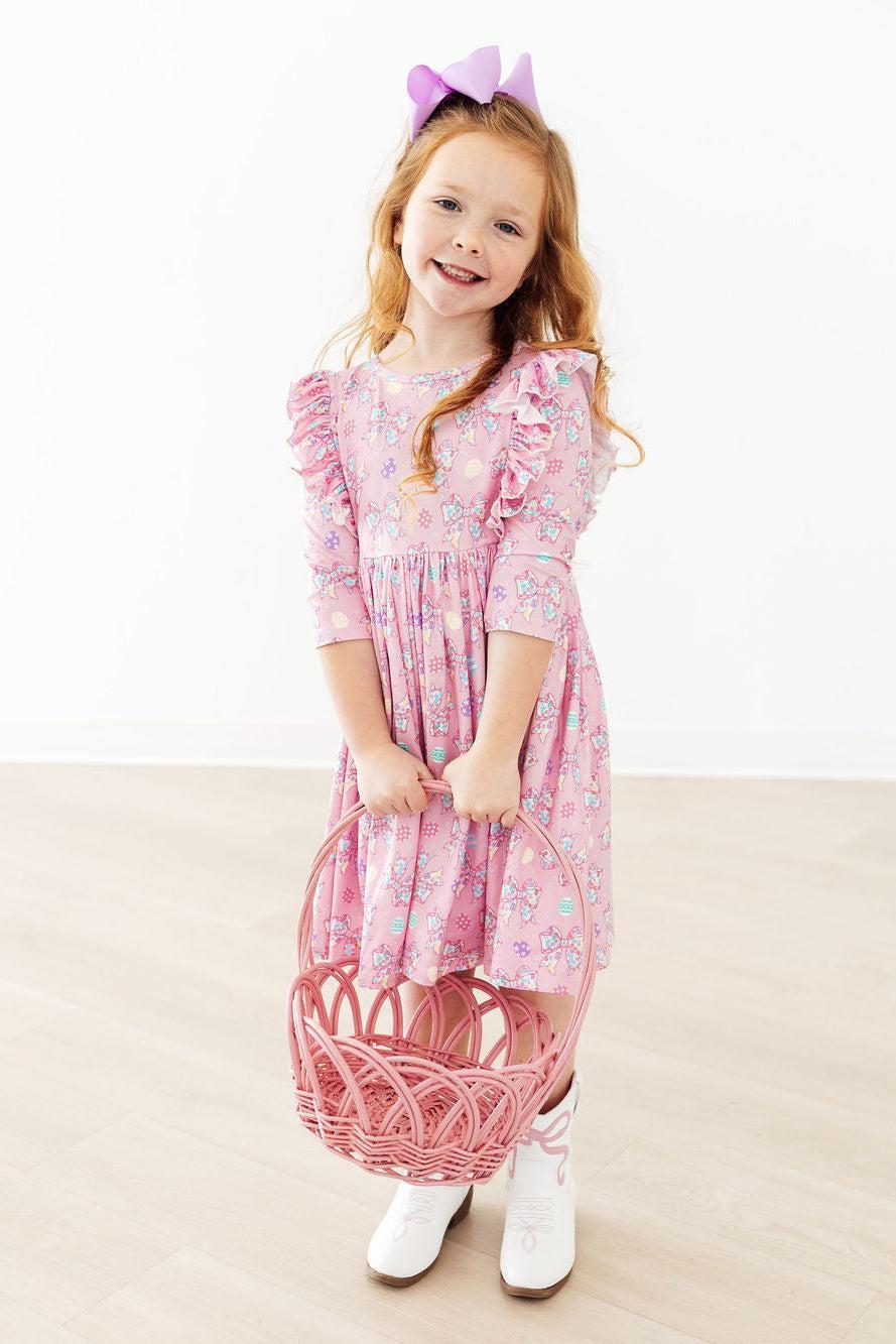 Robe virevoltante à volants et manches 3/4 Little Bow Peeps