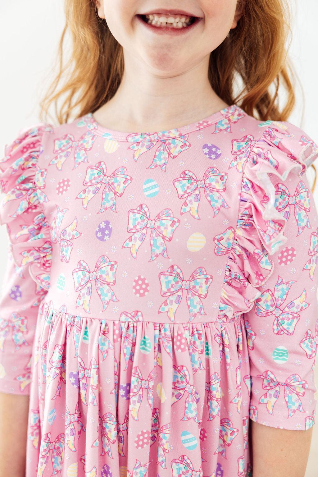 Robe virevoltante à volants et manches 3/4 Little Bow Peeps