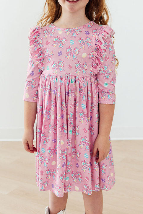 Robe virevoltante à volants et manches 3/4 Little Bow Peeps