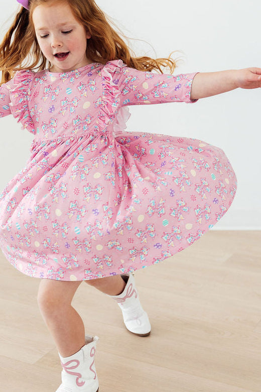Robe virevoltante à volants et manches 3/4 Little Bow Peeps