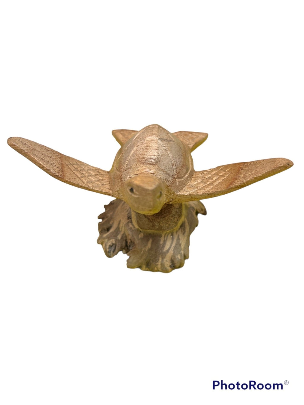 Mini Turtle Sculpture On Mushroom Wood