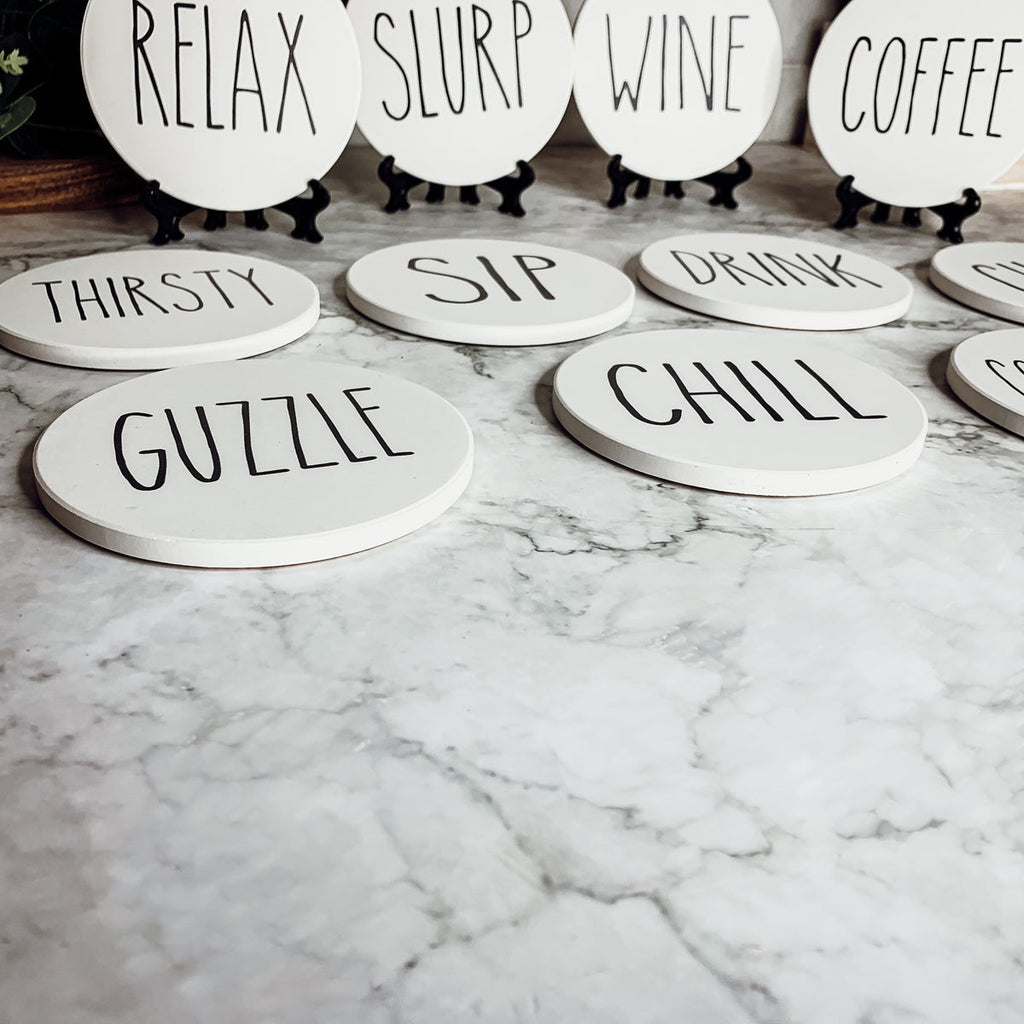 Minimalist Coasters Set - Modern Absorbent Drink Coasters for Home Decor