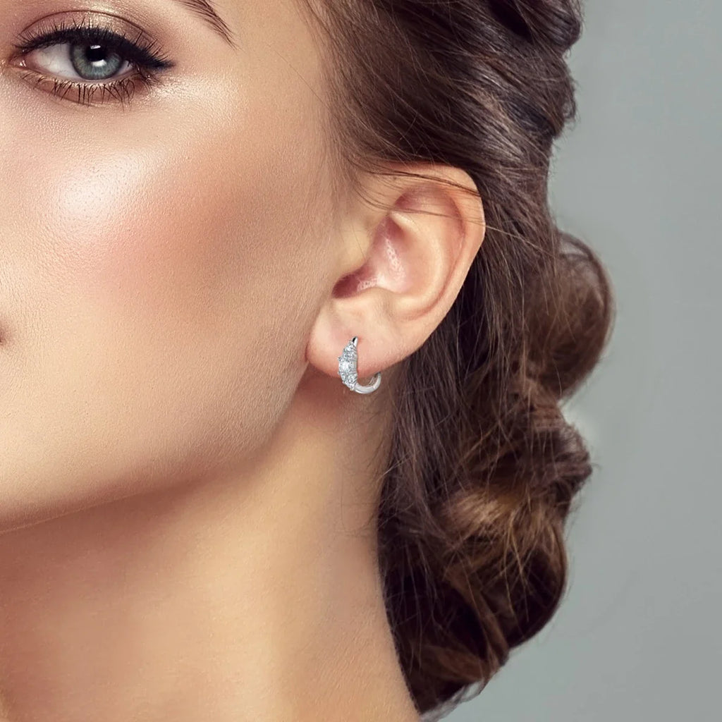 Moissanite 0.4ct 925 Sterling Silver Hoop Earrings For Women Fine Jewelry Gift