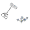 Moissanite 5-Stone D VVS1 Stud Earrings 925 Sterling Silver Push-Back Sparkling Women's Jewelry