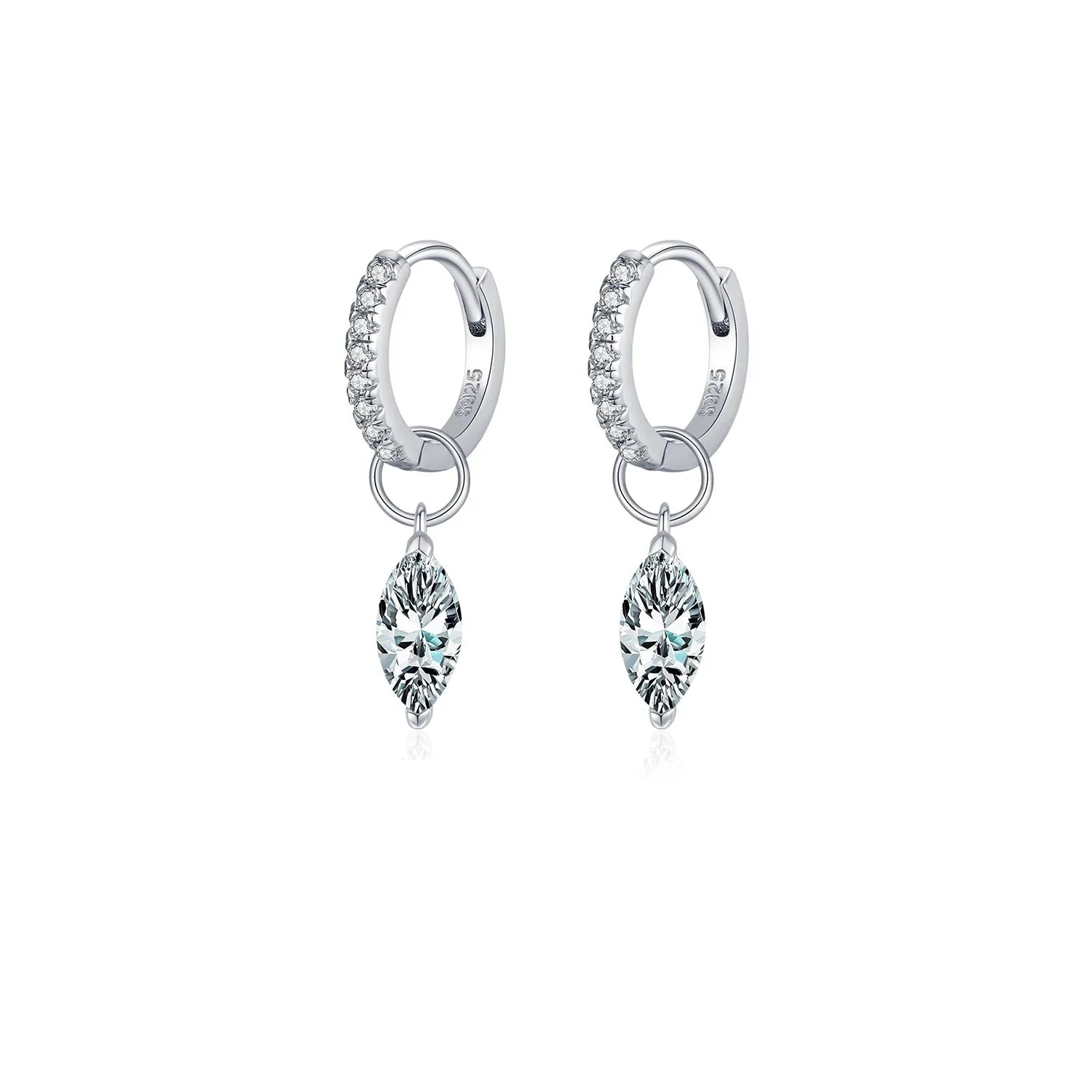 Moissanite 925 Sterling Silver Geometric Hoop Earrings For Women Fine Jewelry