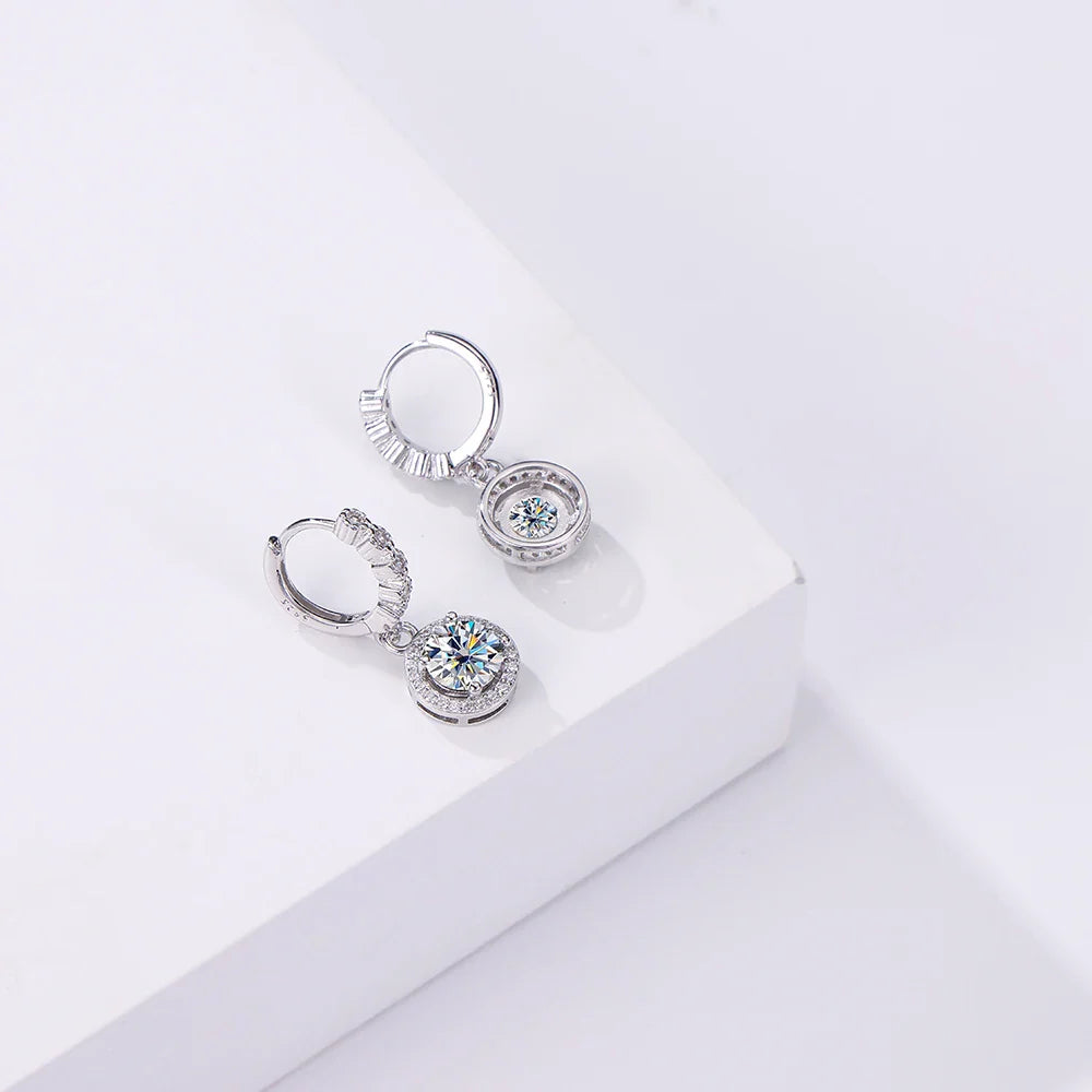 Moissanite 925 Sterling Silver Round D Color Drop Earrings Valentine's Gift