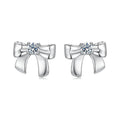 Moissanite Bowknot Stud Earrings S925 Silver Clip-On Wedding Engagement Gift