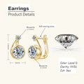 Moissanite Clip Hoop Earrings 925 Sterling Silver D-Color White Round Cut