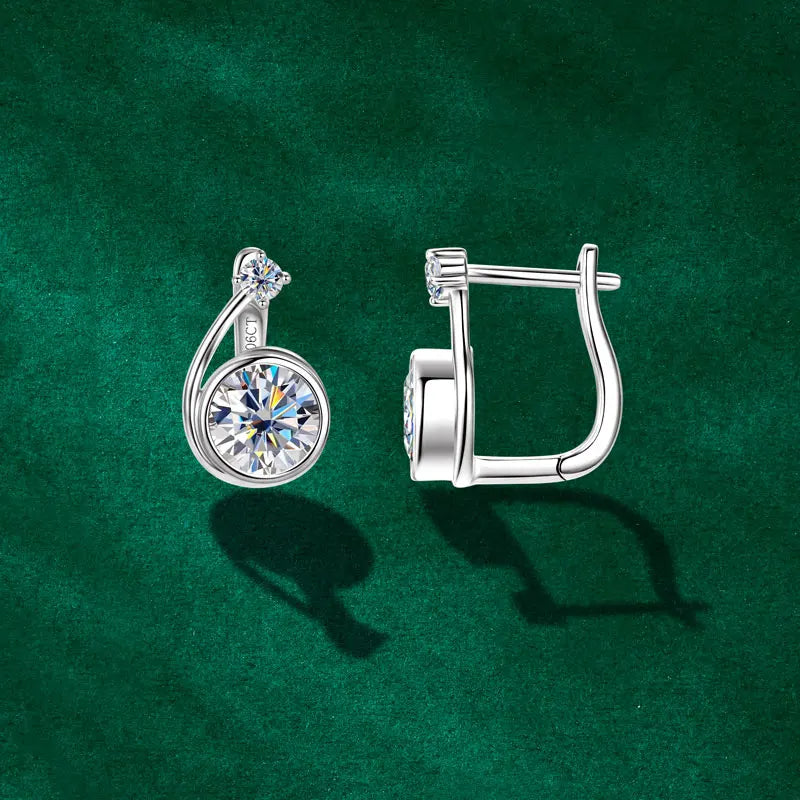 Moissanite Clip Hoop Earrings 925 Sterling Silver D-Color White Round Cut