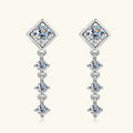 Moissanite Drop Earrings Round D Full Cut Solitaire 925 Sterling Silver