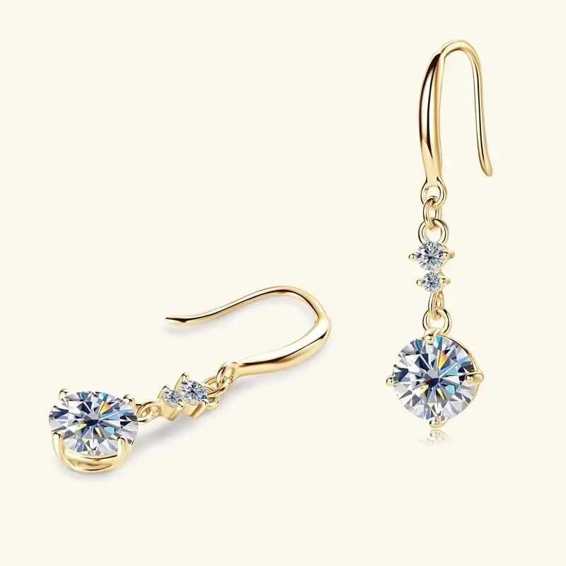 Moissanite Earrings 925 Sterling Silver White Gold Plated Hypoallergenic Studs