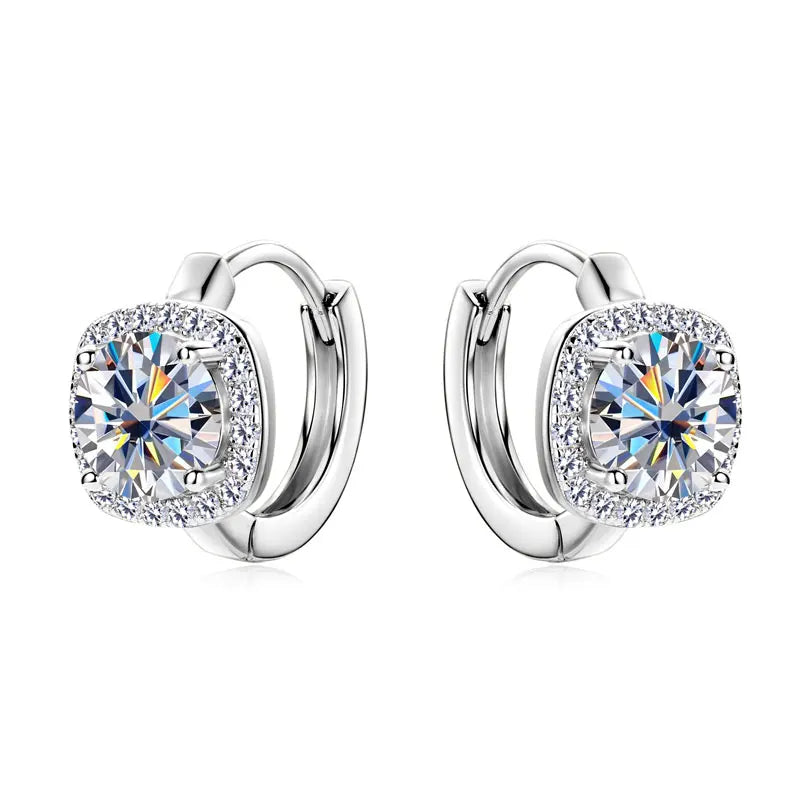 Moissanite Hoop Earrings 925 Sterling Silver Huggie For Women Girls Dainty