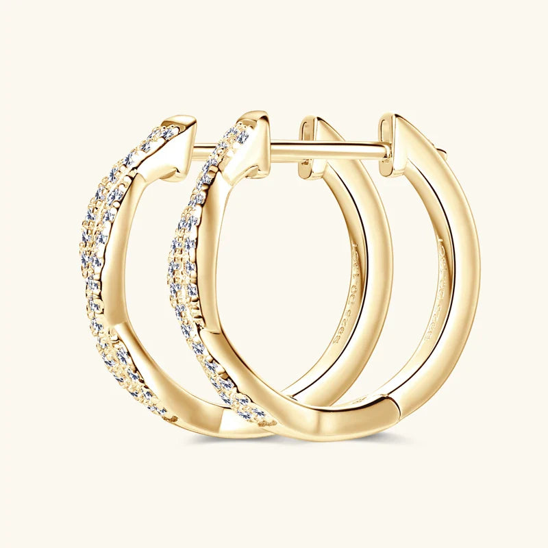 Moissanite Hoop Earrings 925 Sterling Silver Twist Small Hoops For Women