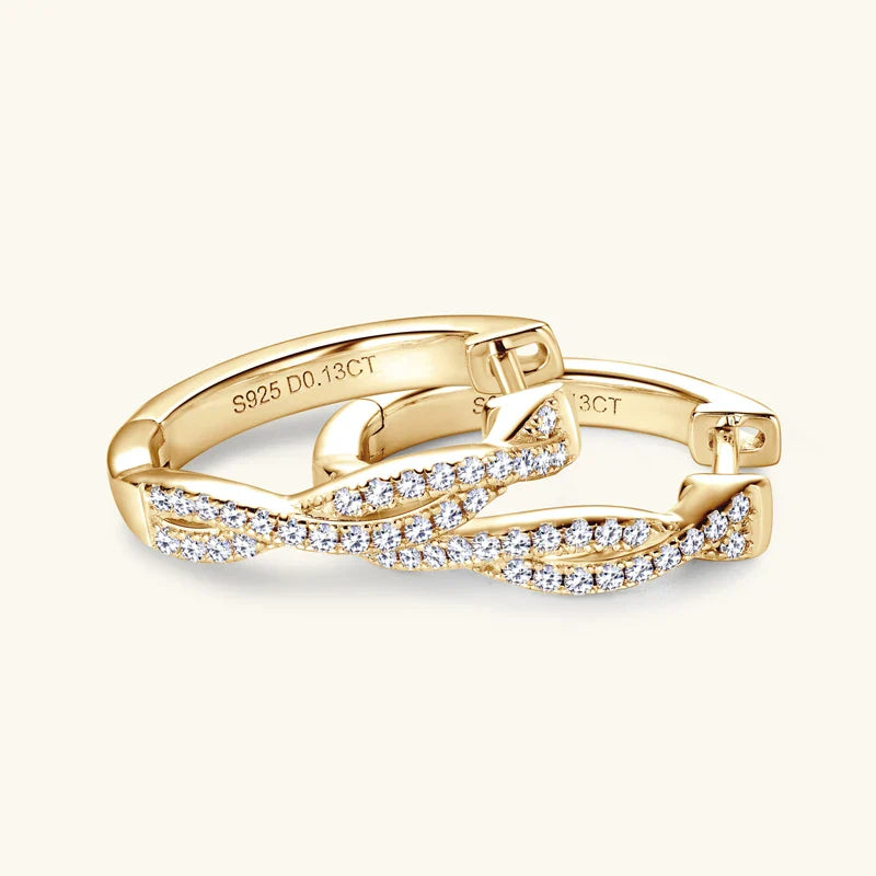 Moissanite Hoop Earrings 925 Sterling Silver Twist Small Hoops For Women