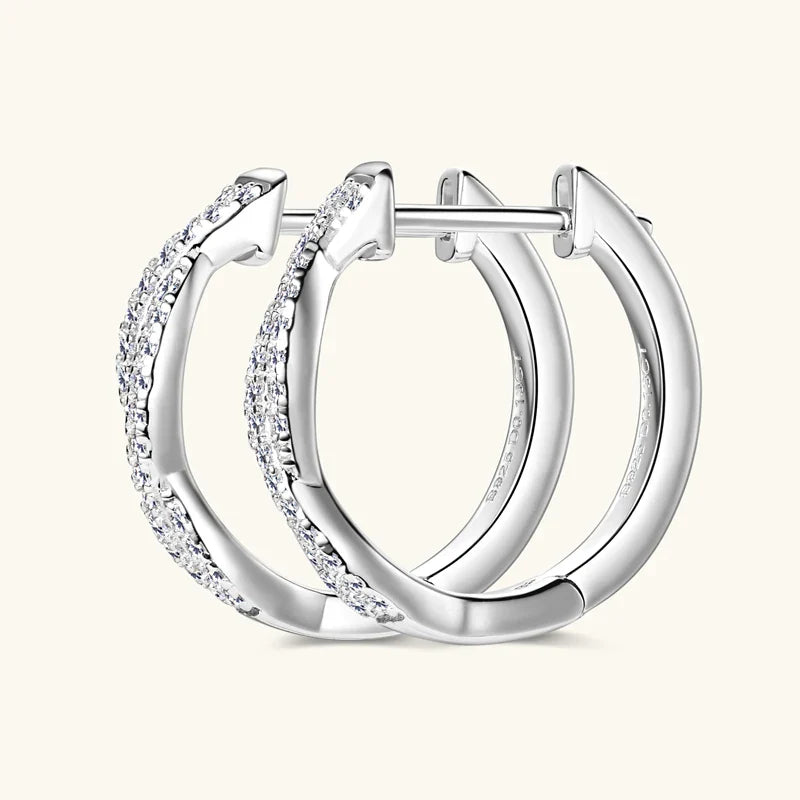 Moissanite Hoop Earrings 925 Sterling Silver Twist Small Hoops For Women