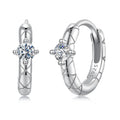 Moissanite Hoop Earrings Gold Plated 925 Sterling Silver Cut Hypoallergenic