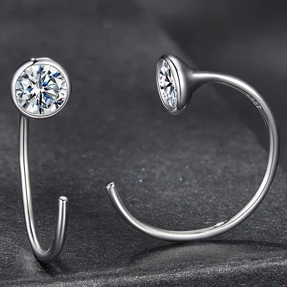 Moissanite Huggie Hoop Earrings 925 Sterling Silver Diamond Cut Dainty Hoops
