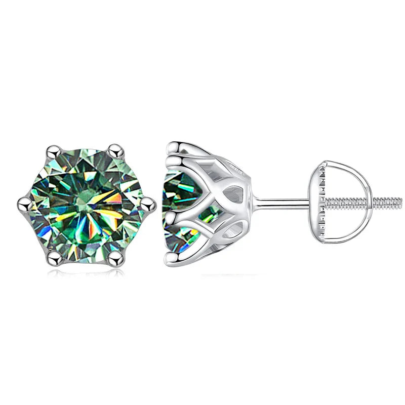 Moissanite Stud Earrings 0.5-2CT Screw Back S925 Sterling Silver 18K Plated