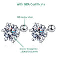 Moissanite Stud Earrings 925 Sterling Silver White Gold Plated D VVS1 Round