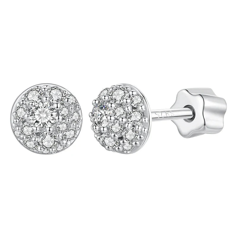Moissanite Stud Earrings 925 Sterling Silver Hemisphere Dazzling For Mom