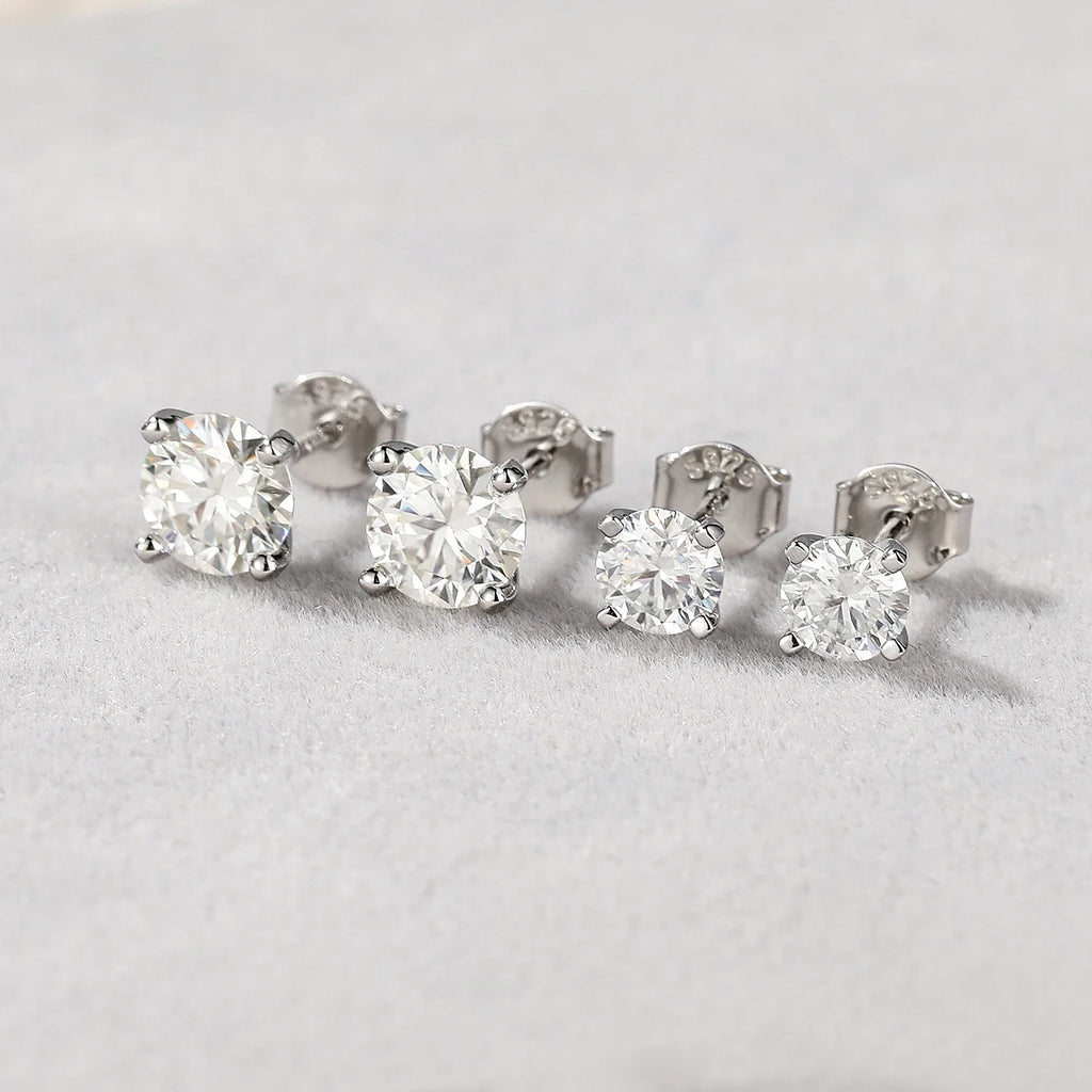 Moissanite 0.5-1.2 Ct D Color Stud Earrings 925 Sterling Silver For Women