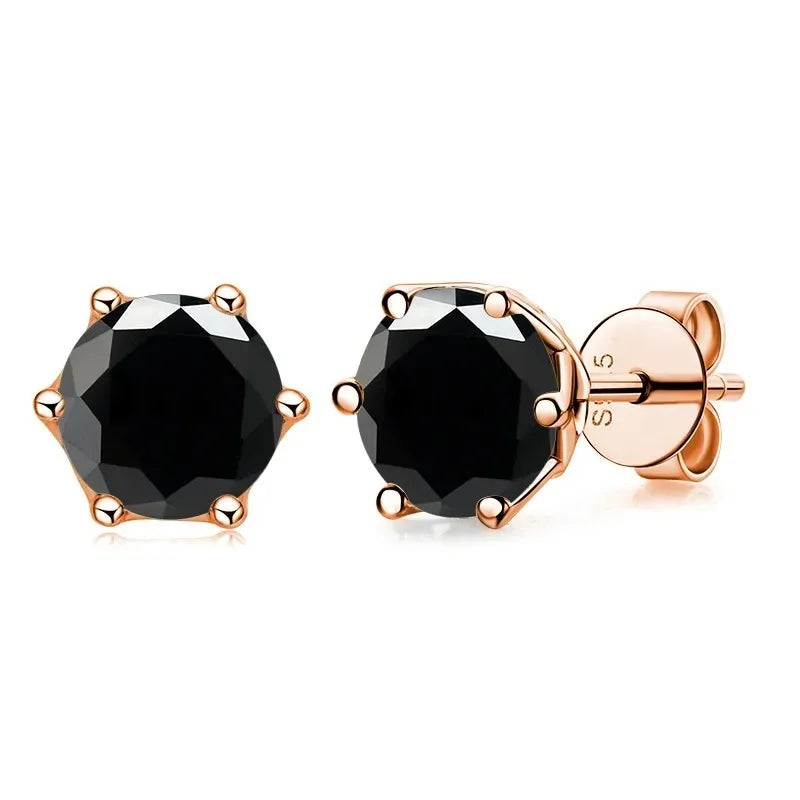 Moissanite Stud Earrings 0.5/1/2 CT Rose Gold Plated Sterling Silver 925