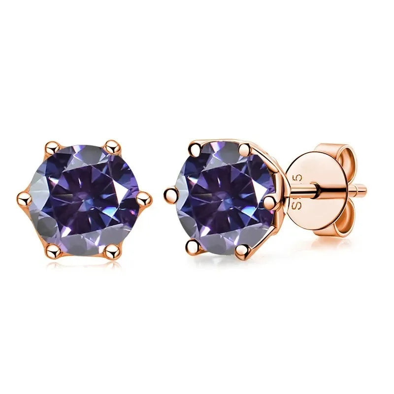 Moissanite Stud Earrings 0.5/1/2 CT Rose Gold Plated Sterling Silver 925