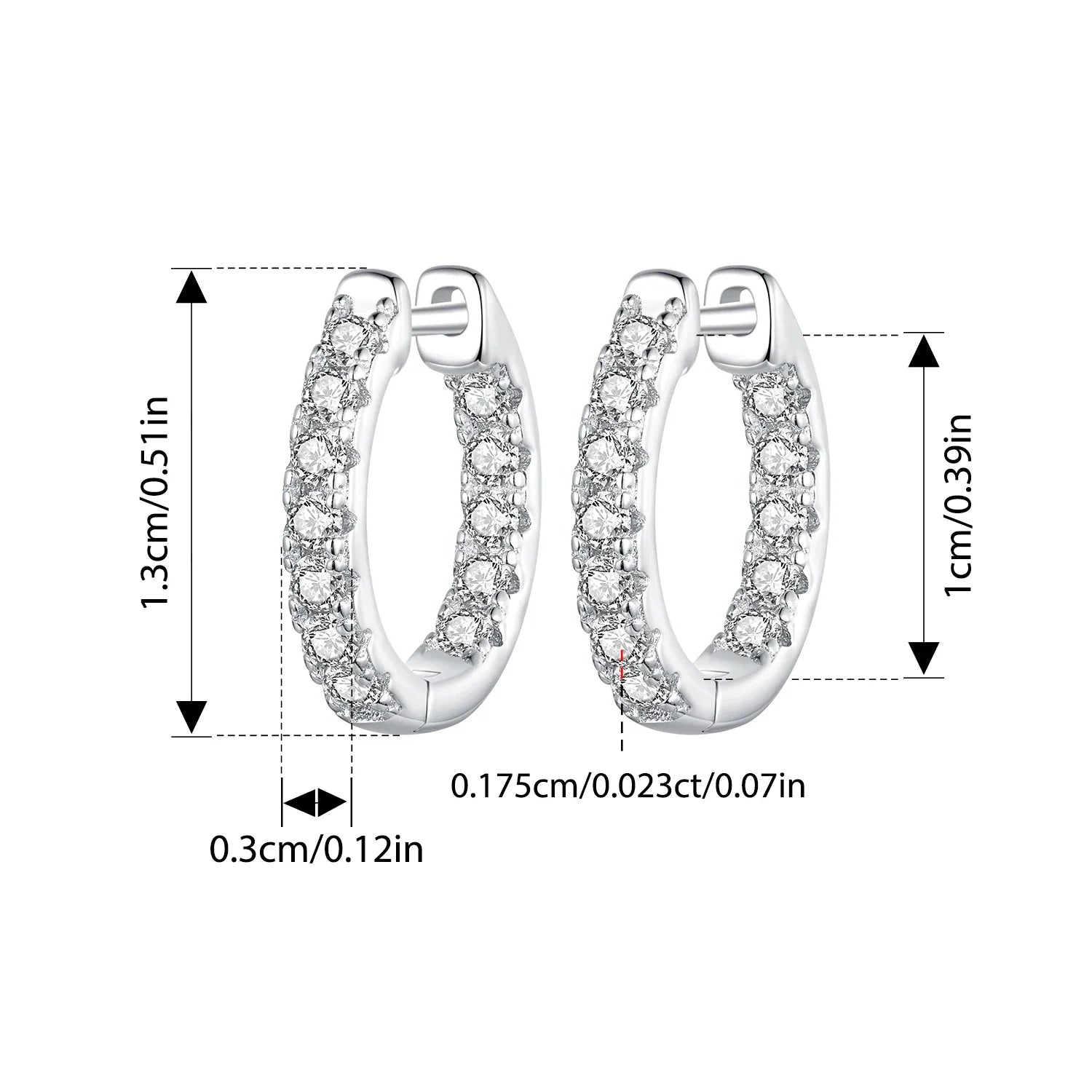 Moissanite Two-Tone Small Hoop Earrings 1cm Round Sparkling Engagement