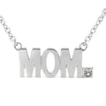 Mom Block Letter Pendant Necklace With Crystal Accent