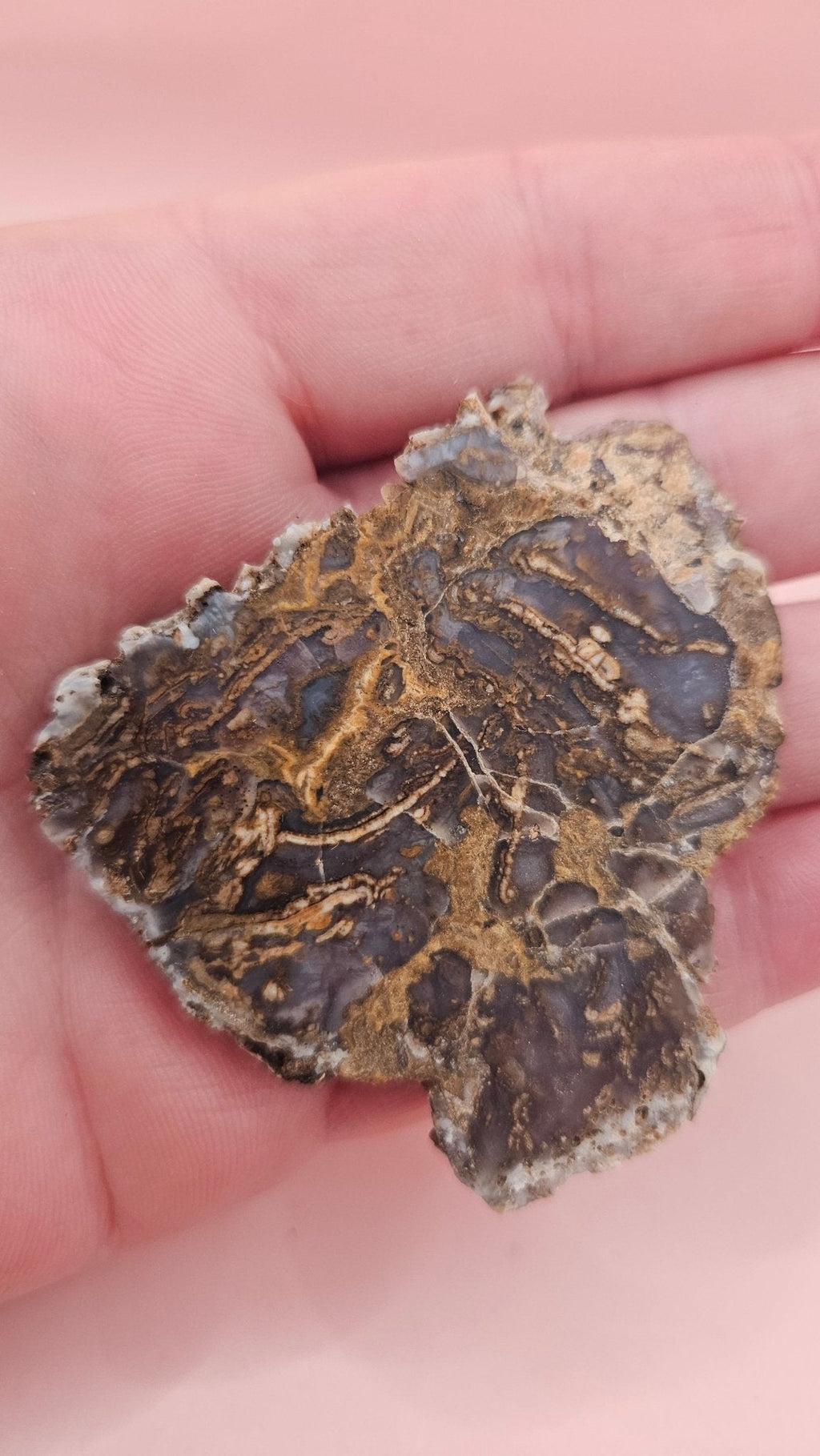 Moss Agate Slab – Woodsy Veining in Earthy Lavender Hues-30 grams