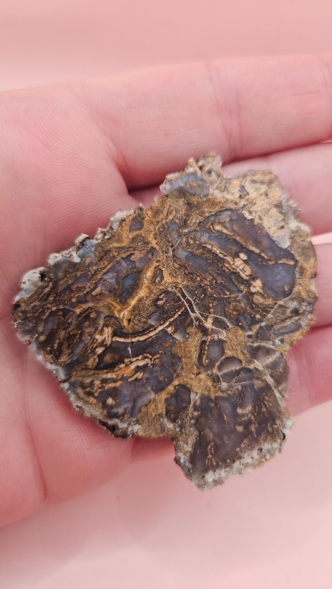 Moss Agate Slab – Woodsy Veining in Earthy Lavender Hues-30 grams