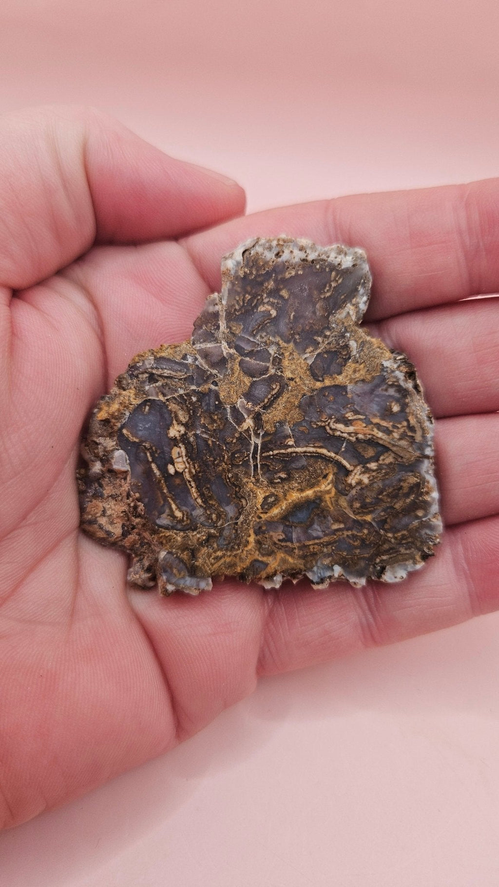 Moss Agate Slab – Woodsy Veining in Earthy Lavender Hues-30 grams