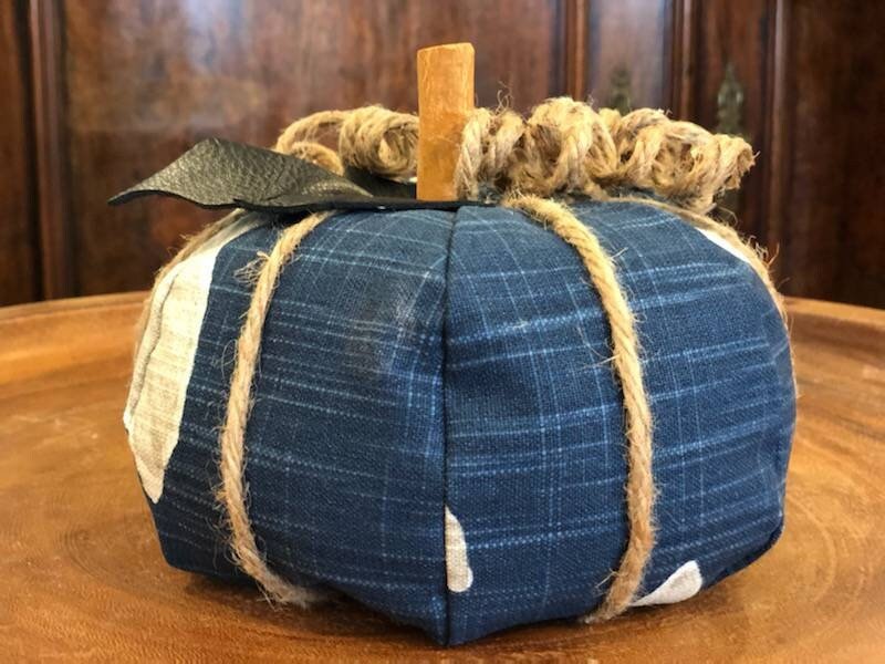 Navy Blue Starfish Fabric Pumpkin- 3 Sizes