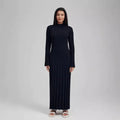 New Knitted Dress with Waist Design and Round Neck - # WOAA211410002-PRG