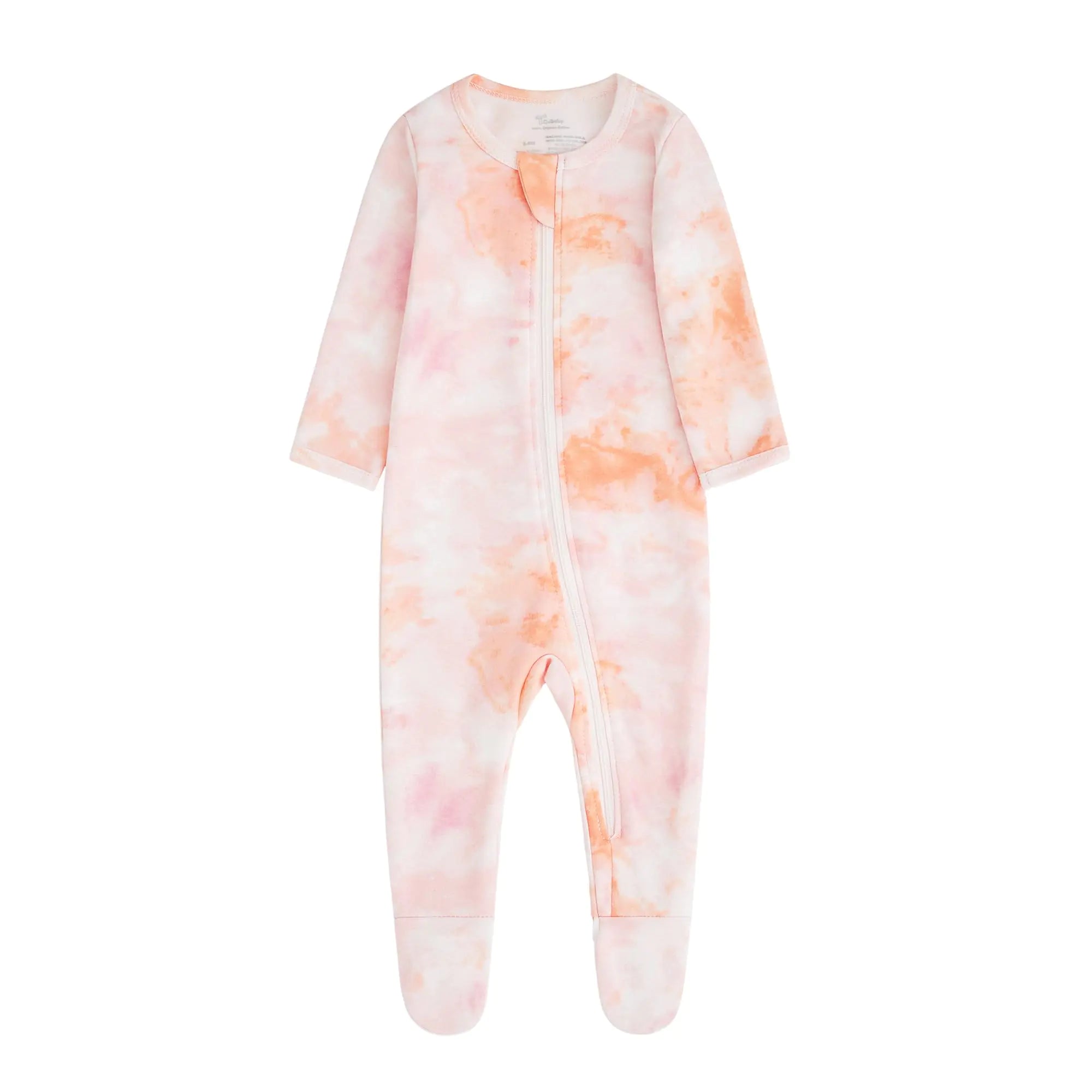 O2 BABY Baby Boys Girls Organic Cotton Zip-Front Sleeper Pajamas, Footed Sleep 'n Play 12-18 Months Orange/Pink 1  - # GIAA212310014