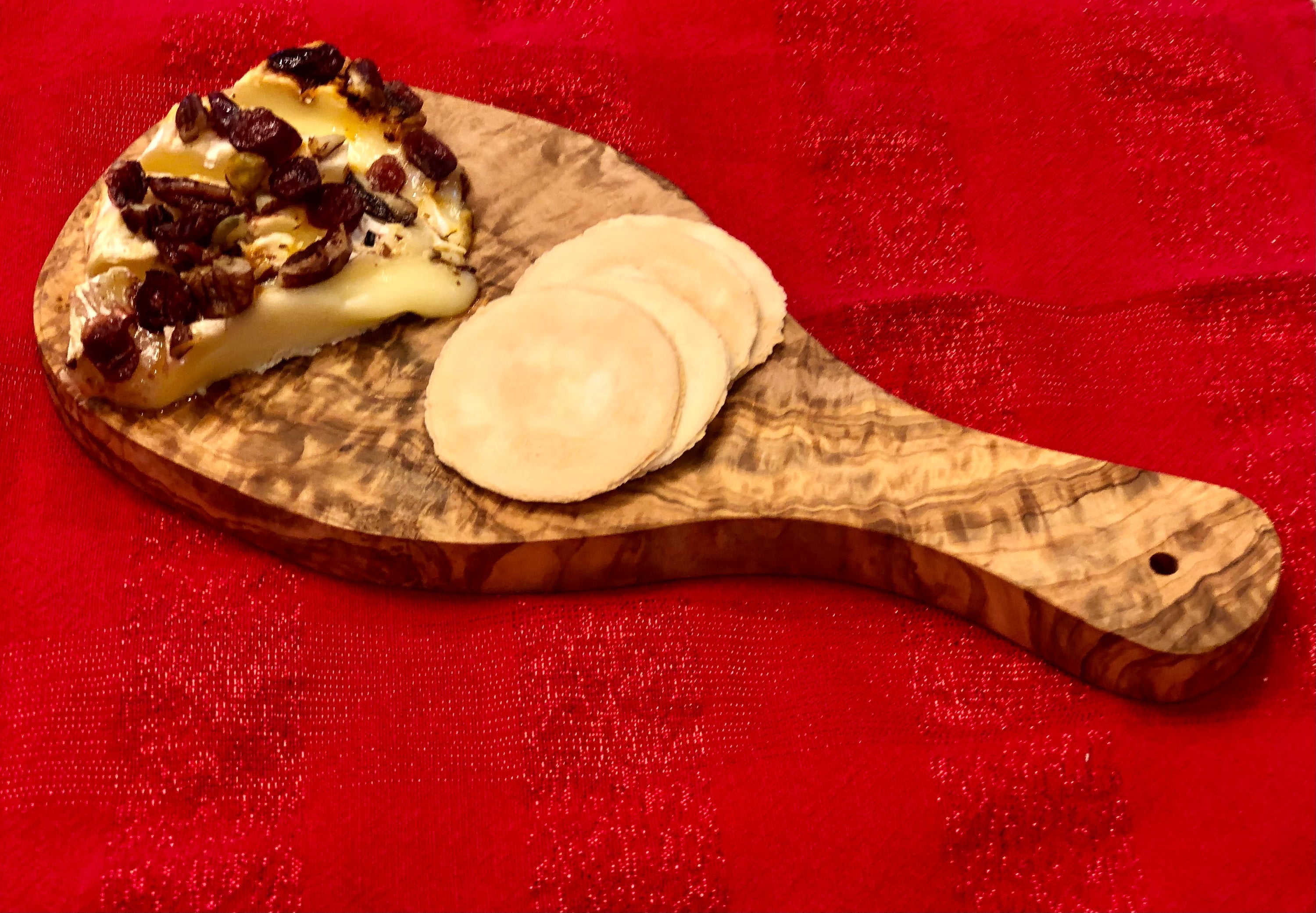 Olive Wood Cutting Board With Handle Reversible Serving Board 12x8 Inch