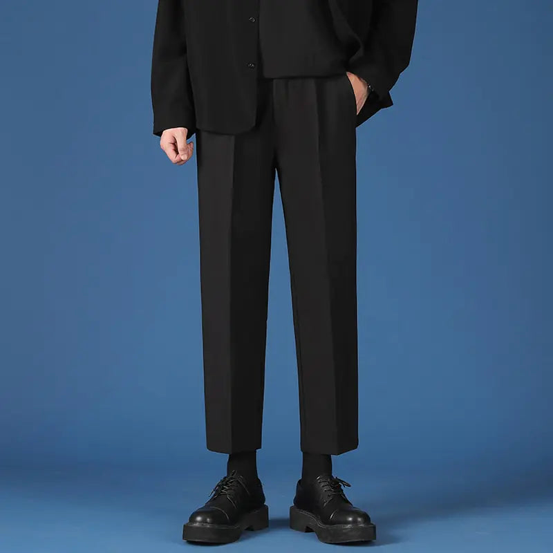 Pants Boys Mens Korean Fashion Hip Hop Classic Nine-Point Pants 2022 Boys Men Oversize Breathable Wide Leg Casual Straight Trouser27-38 - # BOAA13410007