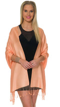 Pashmina Shawls and Wraps for Evening Dresses, Large Soft Pashminas Wedding Shawl Peach - # GIAA231710009