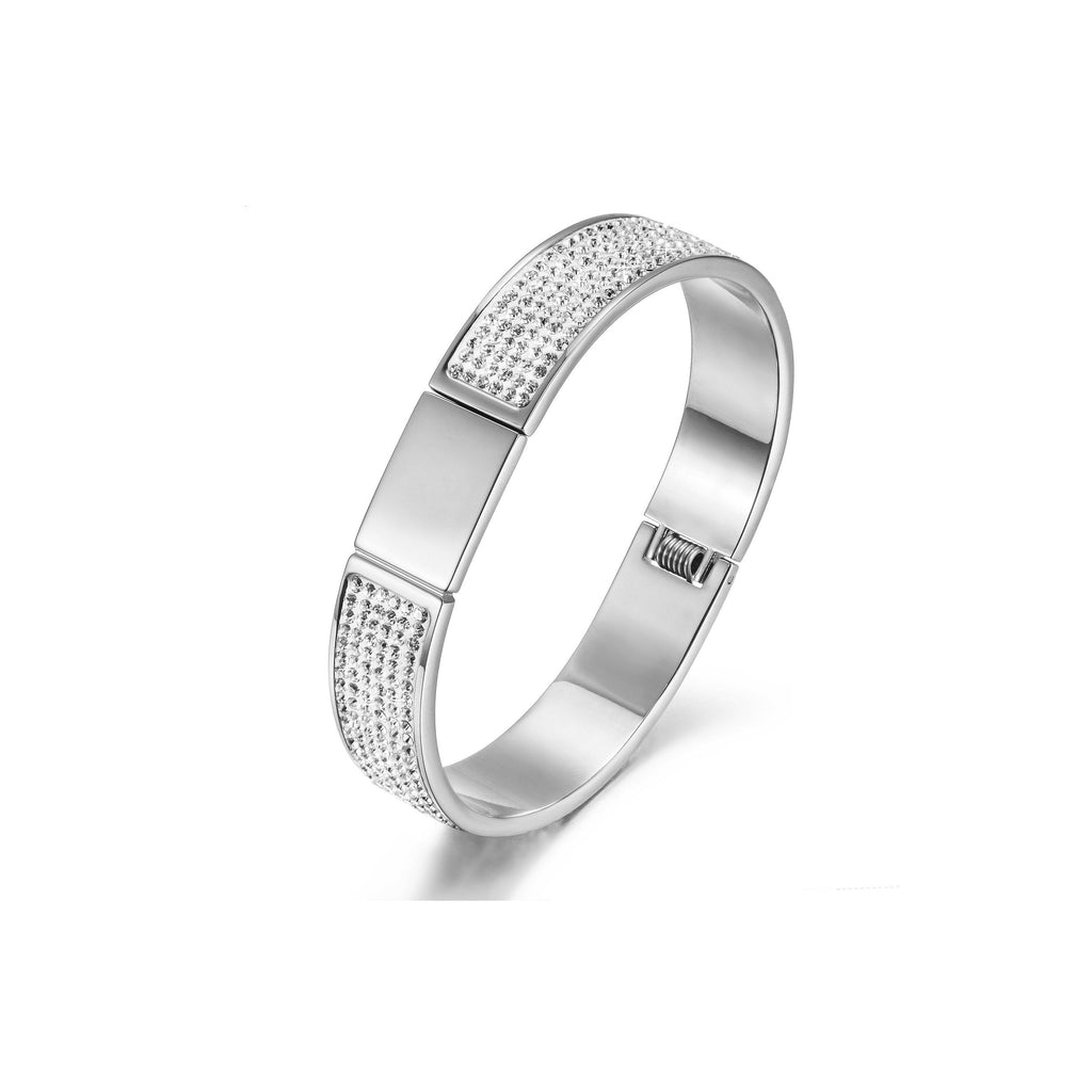 Pave Crystal Gold Bangle Bracelet Women Elegant Sparkle
