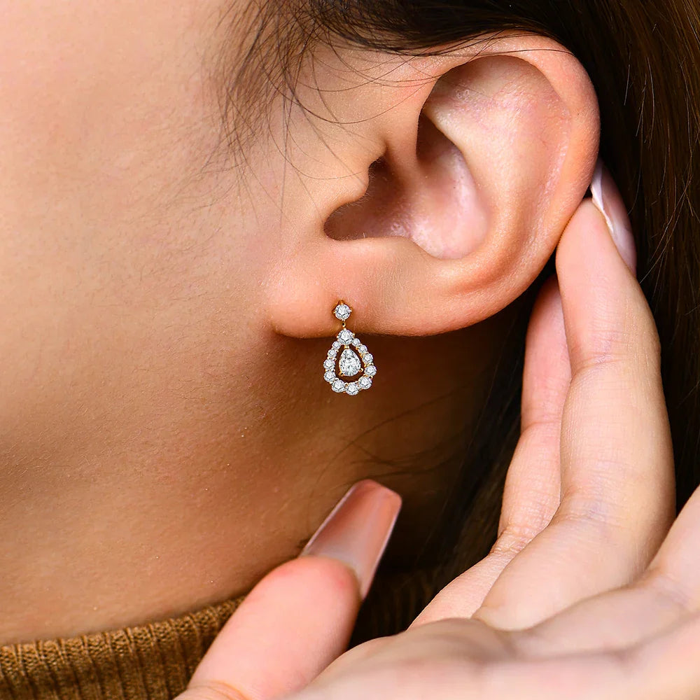 Pear Cut 4x3mm Moissanite Stud Earrings 925 Sterling Silver Bridal Sparkle