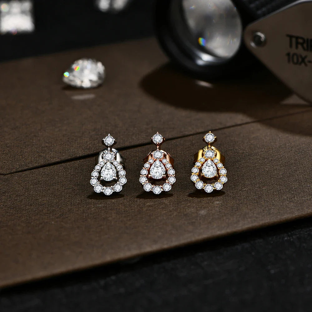 Pear Cut 4x3mm Moissanite Stud Earrings 925 Sterling Silver Bridal Sparkle