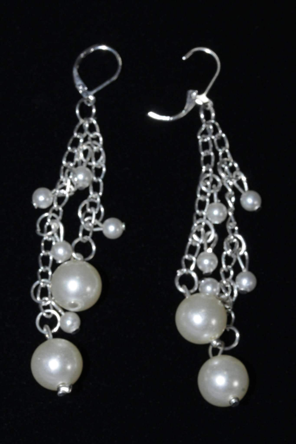Pearl Chain Dangle Earrings Long Bridal Drop Earrings